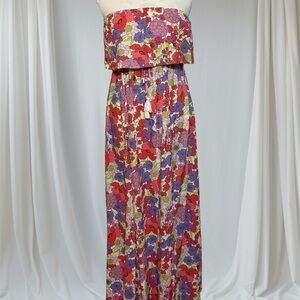 Japna Gorgeous, Long, Ground Sweeping Floral Flowing Dress W/Sides Slit Used 1X